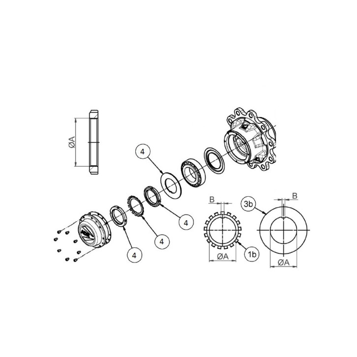 Locking kit for front bearing mounting 4-part ADR  