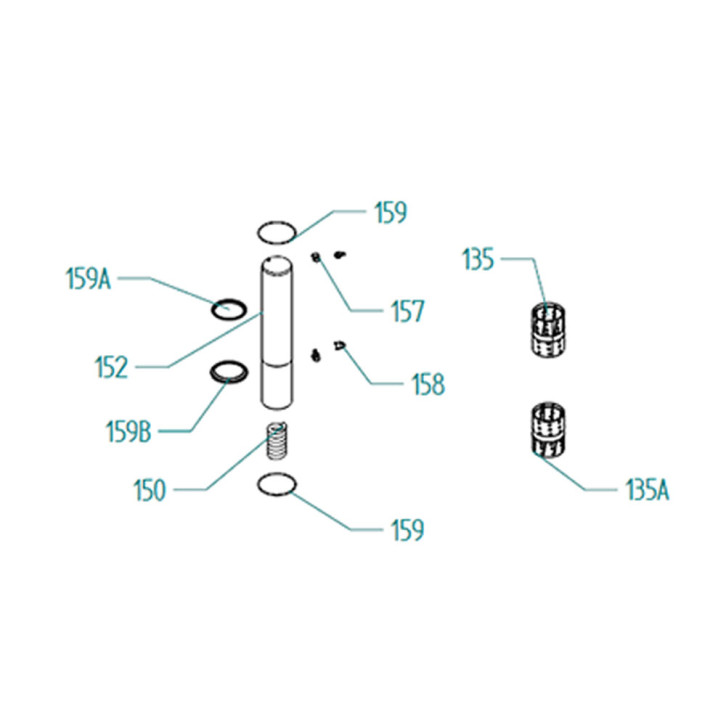 Steering pin set (parts no. 135+135A+150+152+157+158+159+159A+159B) 