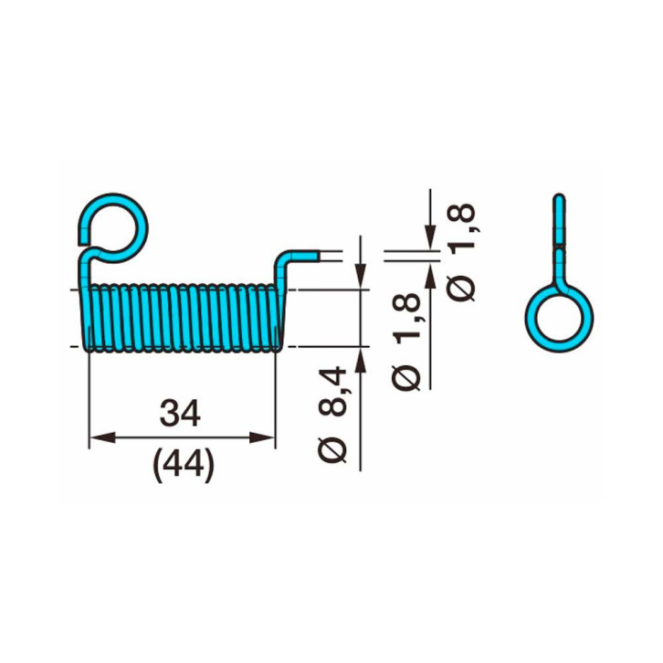 Zugfeder / I-Ø= 8,4 mm/Windungs-Ø= 1,8 mm/Länge= 34,0 mm 