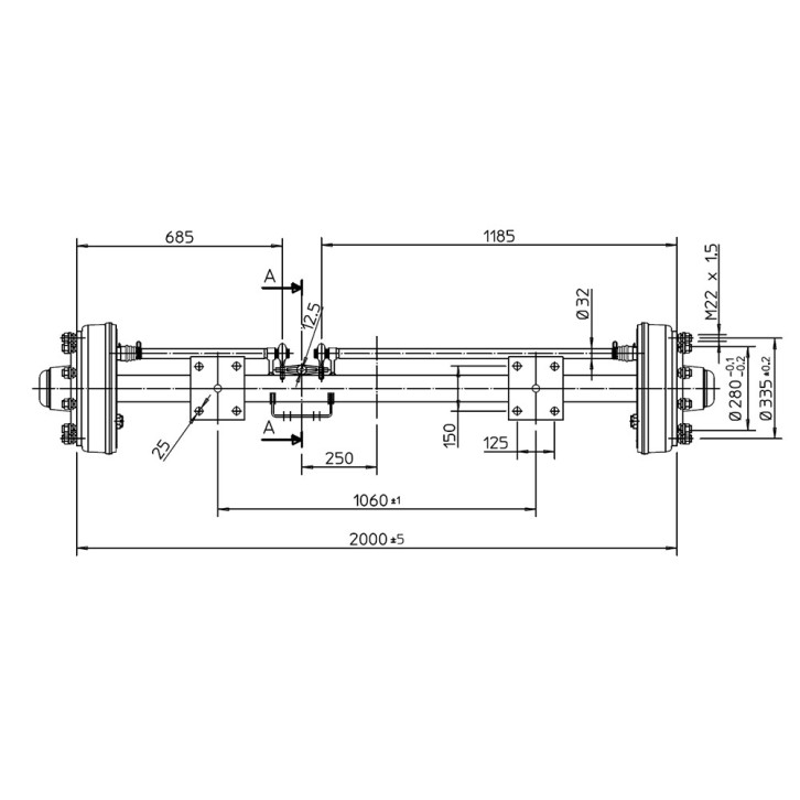 Bremsachse 400x80 - 10 Loch 