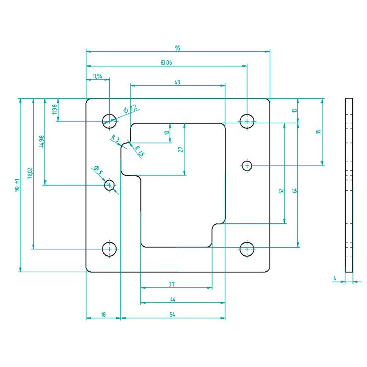 Halteplatte aus Edelstahl (VA) 