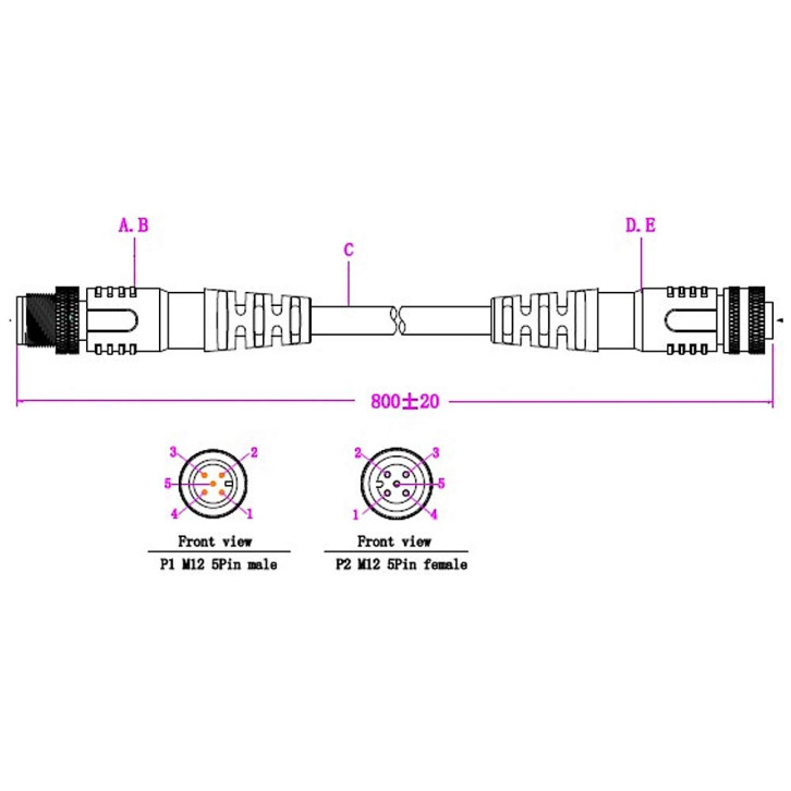 M12/5 Male-Female / Fass leer Warnung 