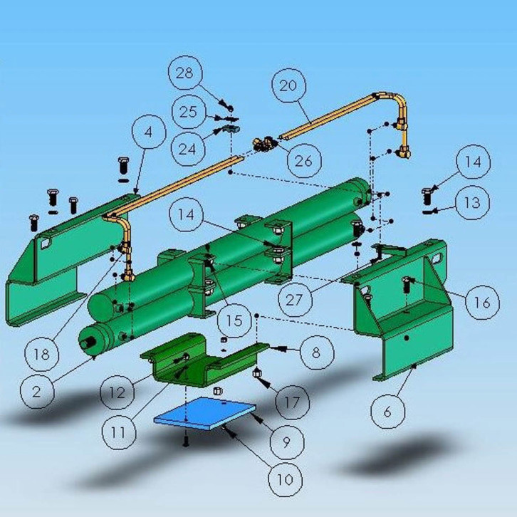 Complete cylinder guide for ASW sliding floor cylinder package 