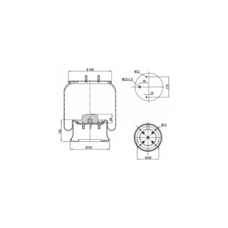 Luftfederbalg SAF 2918 V - Typ CF Gomma mit 2 Stehbolzen 