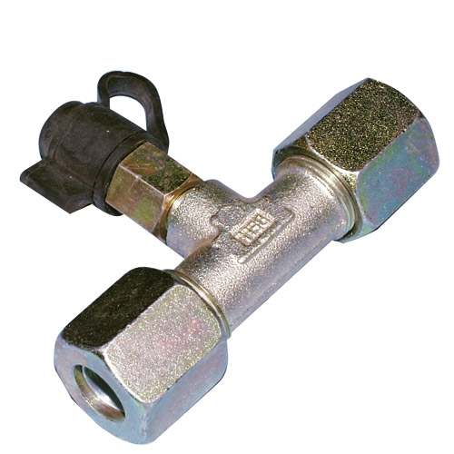 T-Einschraubverschraubung mit Prüfanschluss (Druckluft) 