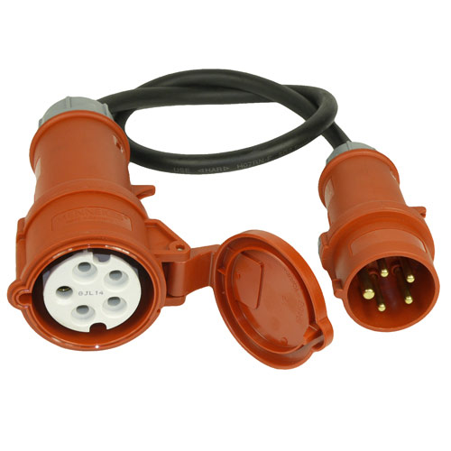 VDE adapter cable with CEE plug 16/CEE coupling 32 