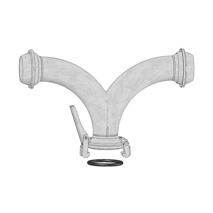 T-Übergangsstück M-Teil mit 2x V-Teil 90° Bogen - ital. System 