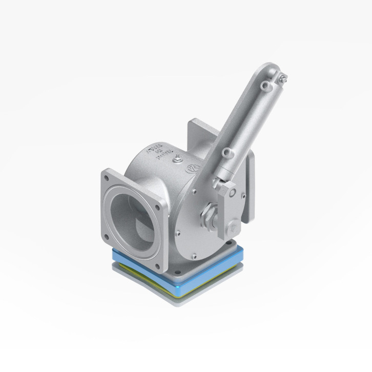 Dreiwegegußschieber - montiert 