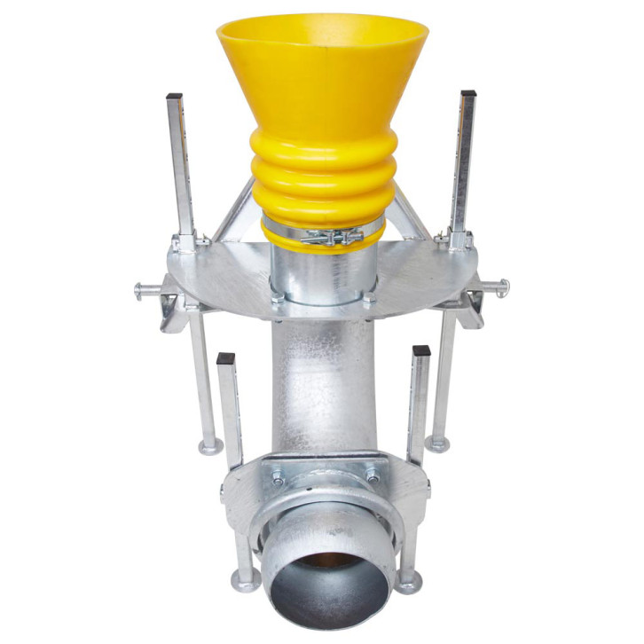Suction funnel with frame and three-point hitch 