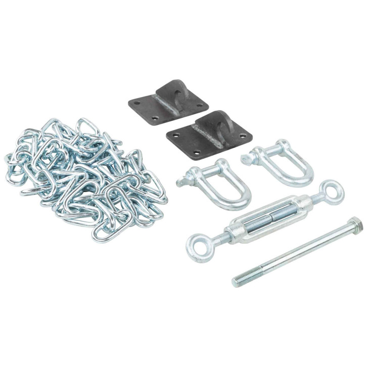 Tensioning chain set for steel walls 