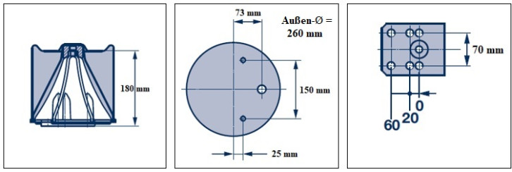 Luftfederbalg BPW mit 2 Stehbolzen 