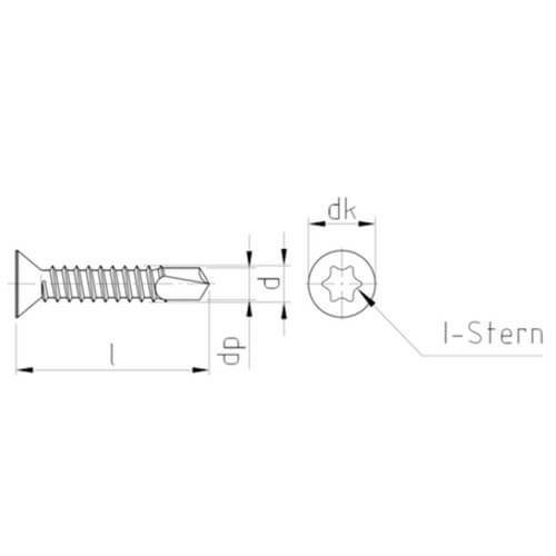 Bohrschraube mit Senkkopf DIN 7504 