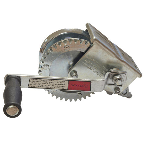 Cable winch with lever and manual brake 