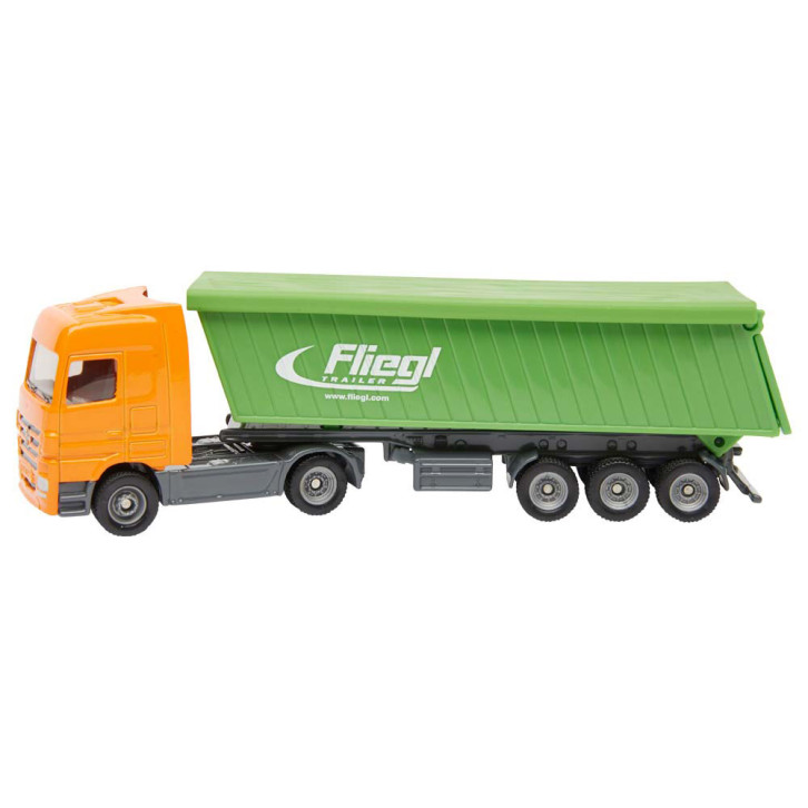Toy truck with tipping trailer and roof 