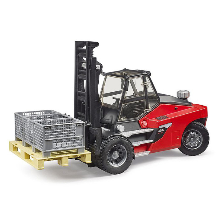 Toy Linde HT160 forklift truck with pallet and 3 lattice boxes 