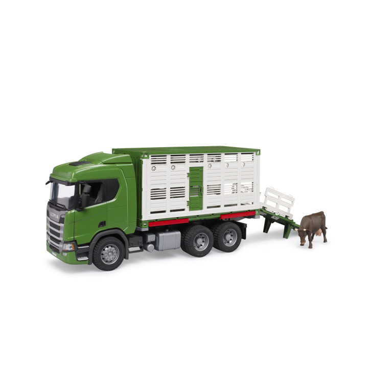 Spielzeug Scania Super 560R Tiertransport–LKW mit 1 Rind 