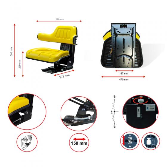 Schleppersitz mit integrierter Armlehne - John Deere - Schlepperersatzteile  von Fliegl Agro-Center GmbH